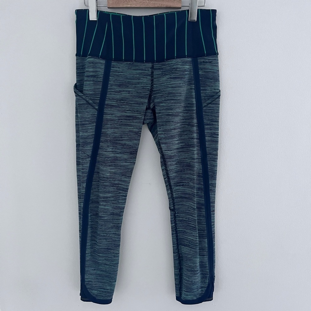 Lululemon high waist with pocket bleu and green